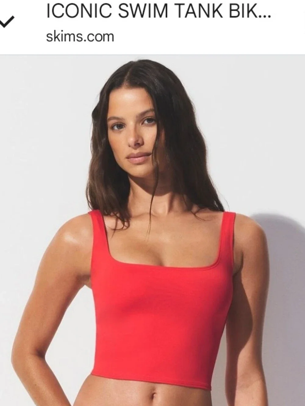 SKIMS Red Square-Neck Crop Tank + Convertible Bottom